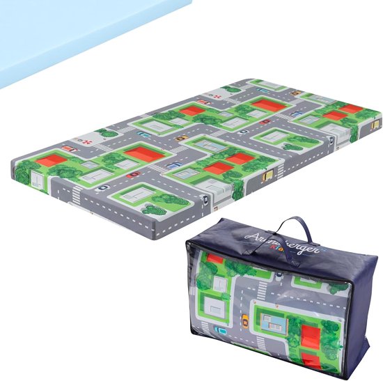 Matras met stadspatroon en bijpassende draagtas.