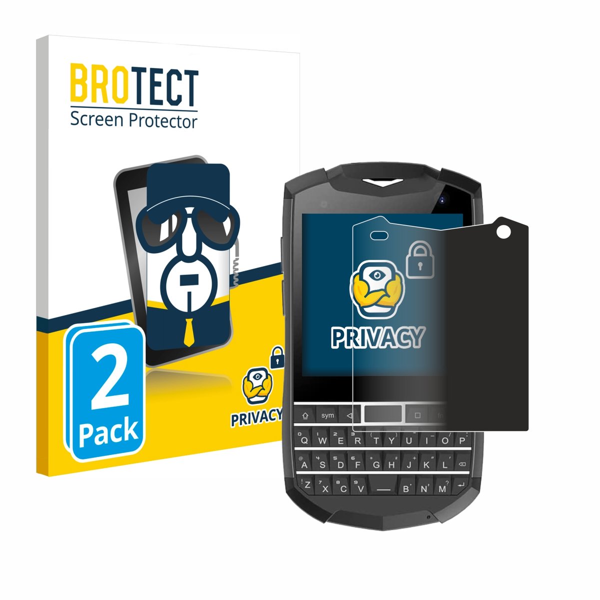 BROTECT - privacy screenprotector voor Unihertz Titan Pocket - Folie Beschermfolie Blauwlichtfilter 2 Stuks