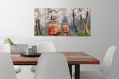 Canvas - Olieverf - Schilderij - Tram - Bomen - Bloesem - 80x40 cm - Schilderijen op canvas