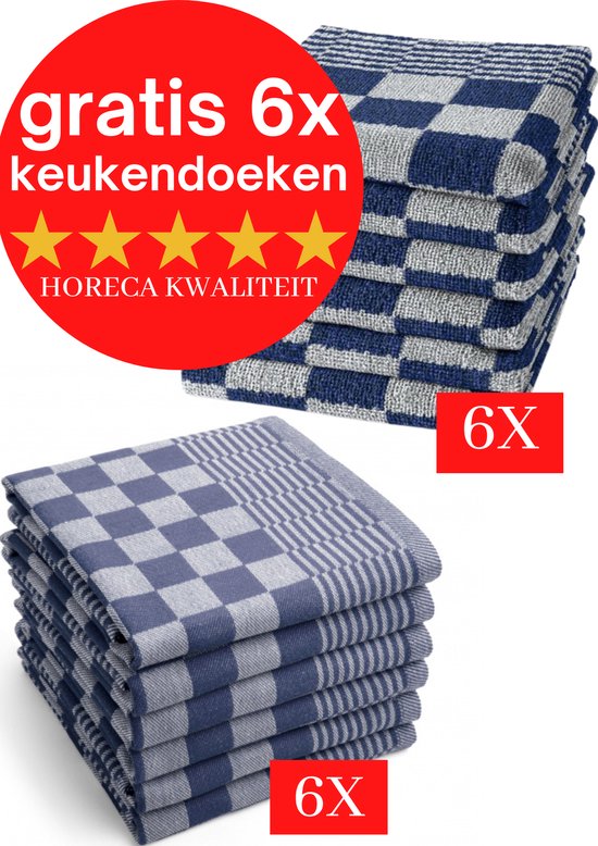 Uitpakken uitvoeren Verschuiving Droomtexiel® Horeca Kwaliteit Katoenen Theedoeken set - 6x Theedoeken -  Blauw Wit +... | bol.com