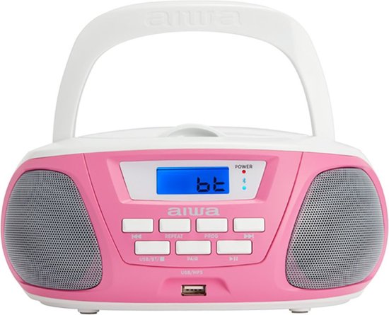 Radio CD Bluetooth MP3 Aiwa BBTU300PK 5W Pink White