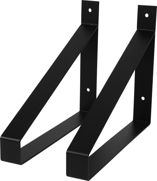 Marcellis - Industriële plankdrager XL - Voor plank 30cm - mat zwart - staal - incl. bevestigingsmateriaal + schroefbit - type 1