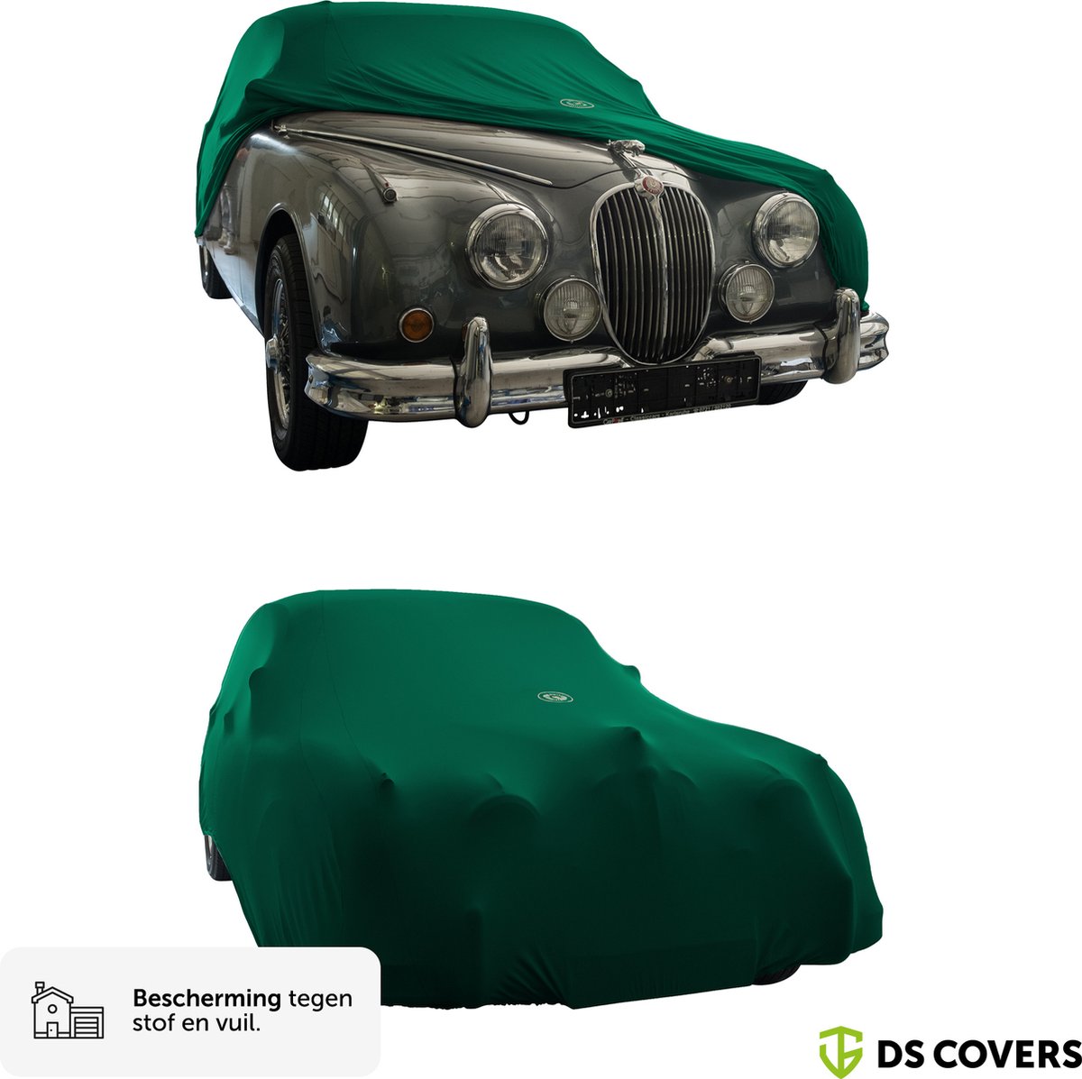 BOXX indoor autohoes van DS COVERS – Indoor – Coupe/sedan fit - Bescherming tegen stof en vuil – Extra zachte binnenzijde – Stretch-Fit pasvorm – Incl. Opbergzak - Grijs- Maat XL