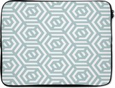 Laptophoes - Laptoptas - Patronen - Groen - Geometrie - Laptop - 15 6 Inch - Laptop case