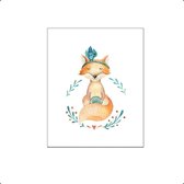 PosterDump - Renard avec couronne florale - Affiche Bébé / chambre de bébé - Affiche Animaux - 70x50cm