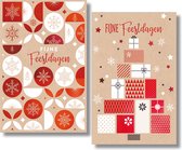 MGPcards - 2 doosjes à 10 Luxe dubbele wenskaarten - Kerst/Nieuwjaar - Foliebewerking - Witte envelop - 10.5 x 16 cm - 2 Motieven per doosje