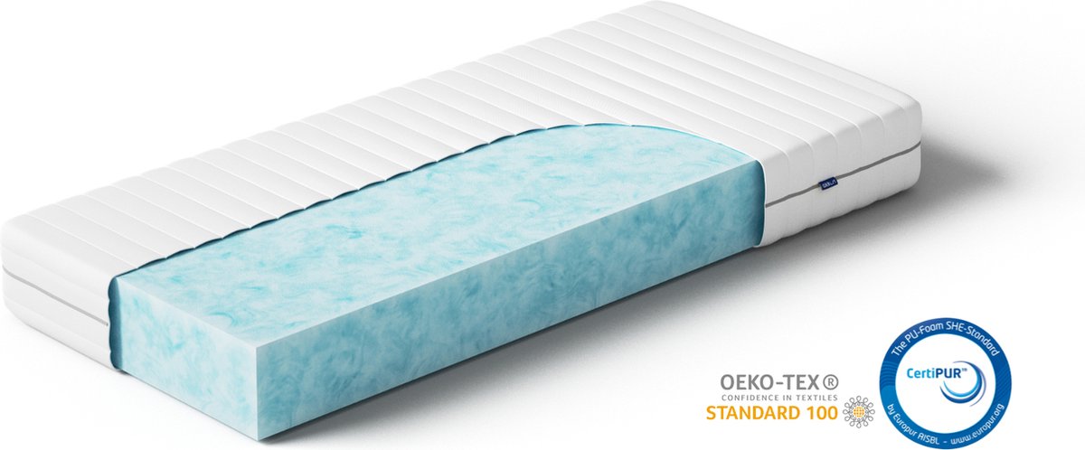 Akkon® Koudschuim Matras - 90x180 - 14 cm dik | Airfoam Matras - Premium Tijk Wit