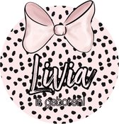 Sticker fenêtre fille de naissance pour naam extérieur de fenêtre -rose-noir avec noeud -taille 45x45cm