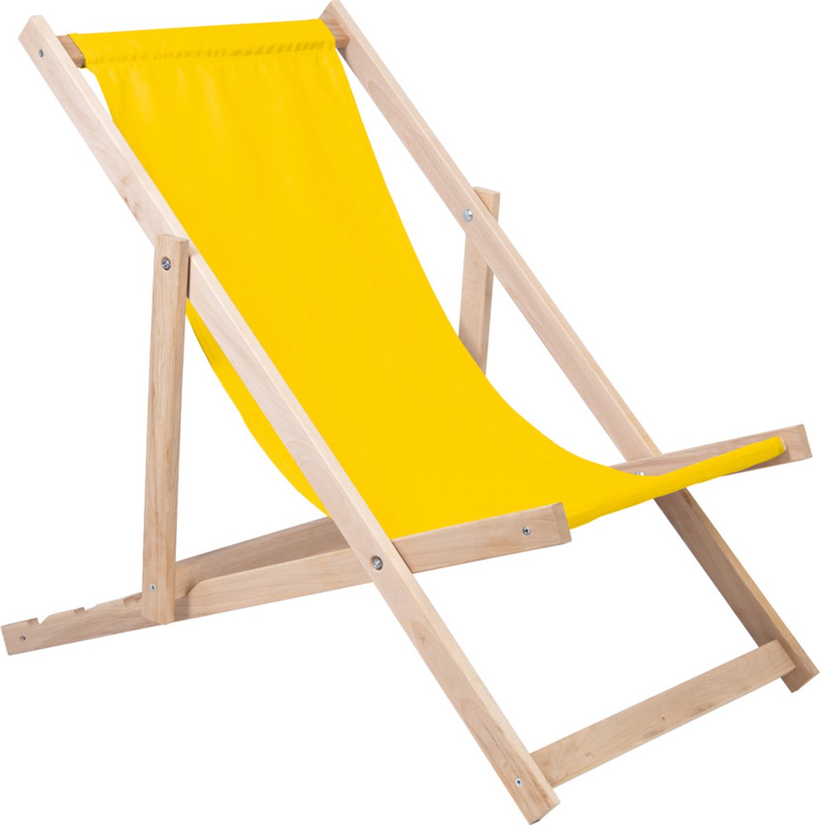 Holtaz Strandstoel Hout Inklapbaar Comfortabele Zonnebed Ligbed met verstelbare Lighoogte - geel