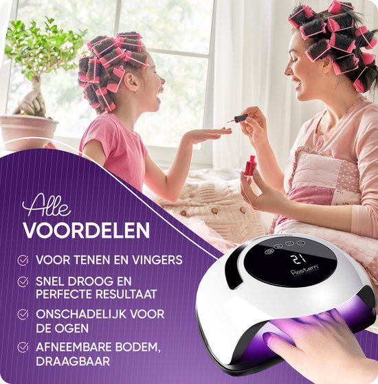 Rostem 120 Watt UV LED Nageldroger - Nagellamp - Perfect Uitgeharde Nagel Gellak - LED Lamp - Lange Snoer - Wit