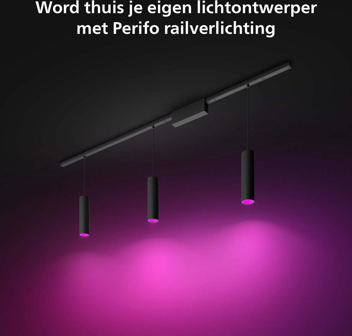 Philips Hue Perifo railverlichting plafond - wit en gekleurd licht - 3 hanglampen - zwart - basisset — afbeelding 3