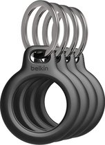 Belkin MSC001btBKn AirTag Case w/ Keychain, Secure Holder Air Tag Protective Case, Accessoire avec protection anti-rayures - Lot de 4, Noir