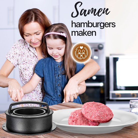 No Peak Hamburgerpers 3 in 1 – BBQ Accessoires – Hamburgermaker – inclusief wax papiertjes – hamburgerpersen - NoPeak