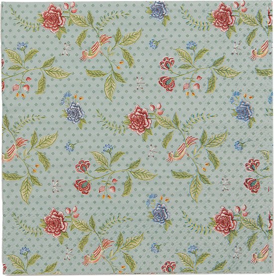 Clayre & Eef Serviettes Papier set de 20 33x33 cm (20) Bleu Vert Papier Fleurs