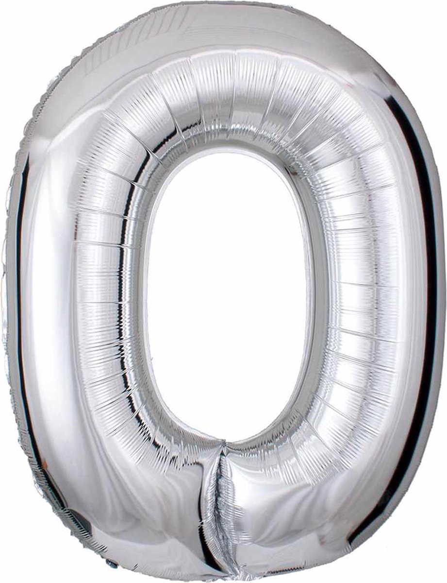 DW4Trading Zilver Cijfer Ballon 0 - Feestversiering - Decoratie - Helium Ballon - 40 cm
