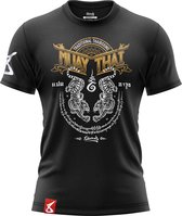 8 Weapons T Shirt Sak Yant Tigers Zwart Geel Thaiboks Kleding maat L