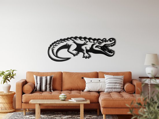 Décoration murale | Crocodile / Crocodile| Métal - Art mural | Décoration murale | Salle de séjour | Decor extérieur |Noir| 19x45cm
