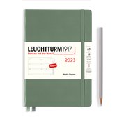 Leuchtturm1917 - agenda - 2023 - agenda hebdomadaire - 12 mois - a5 - 14,5 x 21 cm - couverture rigide - vert olive