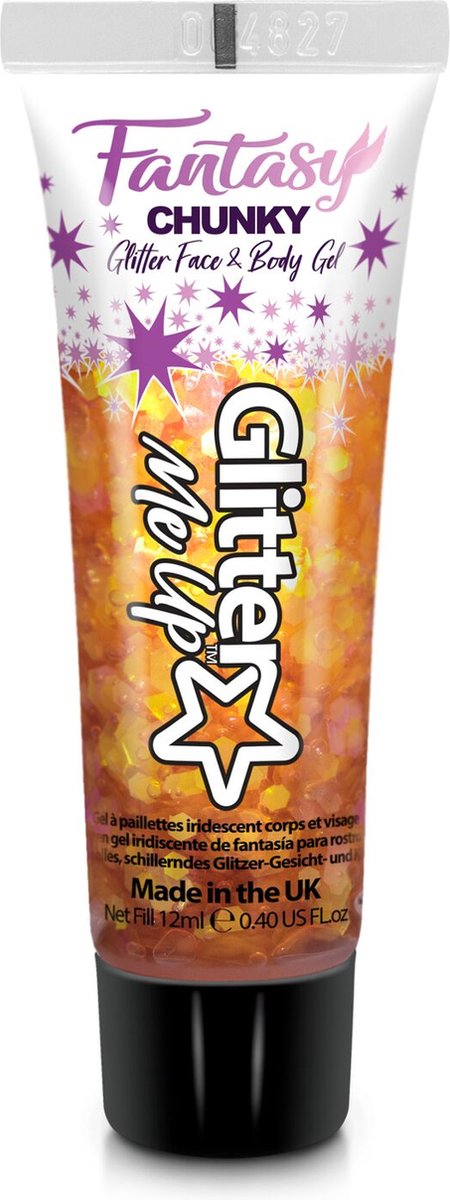 Paintglow Fantasy Chunky Glitter - Gezicht & body gel - Festival glitters - Face jewels - Make up - Dragon Heart Oranje - 12ml