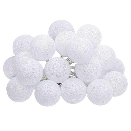 Atmosphera LED Party Éclairage de fête Land balls - Guirlande lumineuse coton - Boule Cotton - 20 Balles - Dia 6 cm - Guirlande