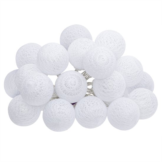 Foto: Atmosphera led feestverlichting katoen cotton ball 20 ballen 6cm wit