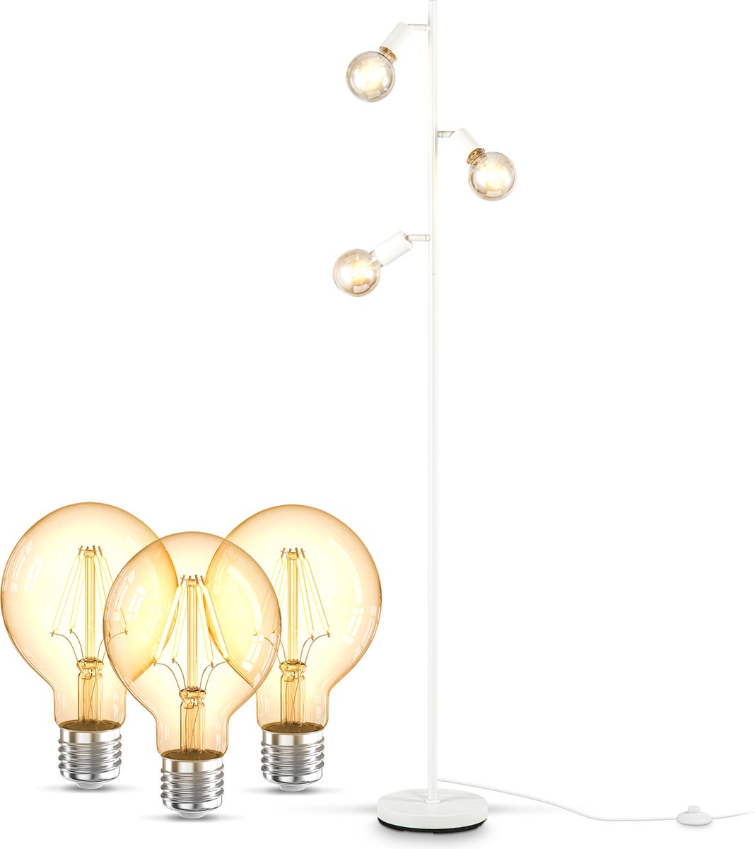 B.K.Licht - Staande lamp - incl. 3x lichtbronnen - 2.200K - h: 160cm
