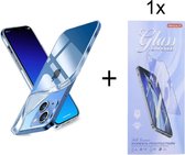 Hoesje Geschikt voor: iPhone 14 Pro Silicone - Transparant + 1X Tempered Glass Screenprotector - ZT Accessoires