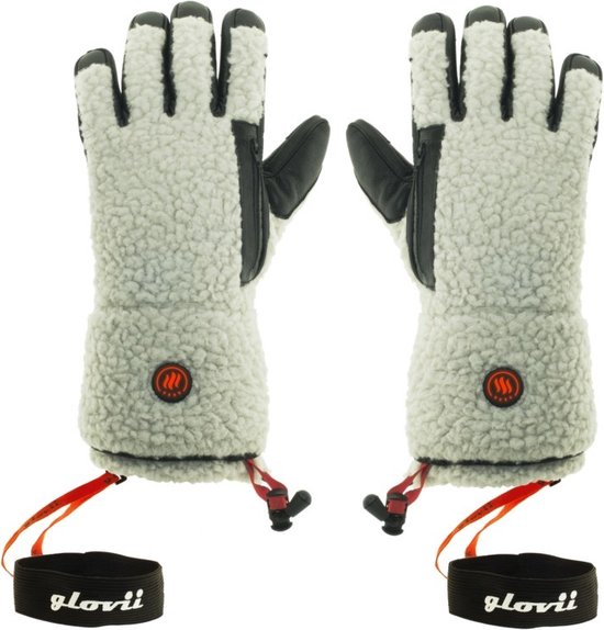 Glovii Verwarmbare Handschoenen Inclusief Lamswol - Maat M - Zwart / Wit