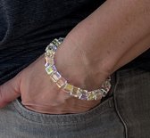 Kristallen Armband Kristal Kralen vierkant met hoogwaardige vierkante kristallen en zilver 925 - 14k goud verguld - Kralenarmband met karabijnsluiting - 16cm t/m 21cm - Inclusief geschenkverpakking van Sophie Siero