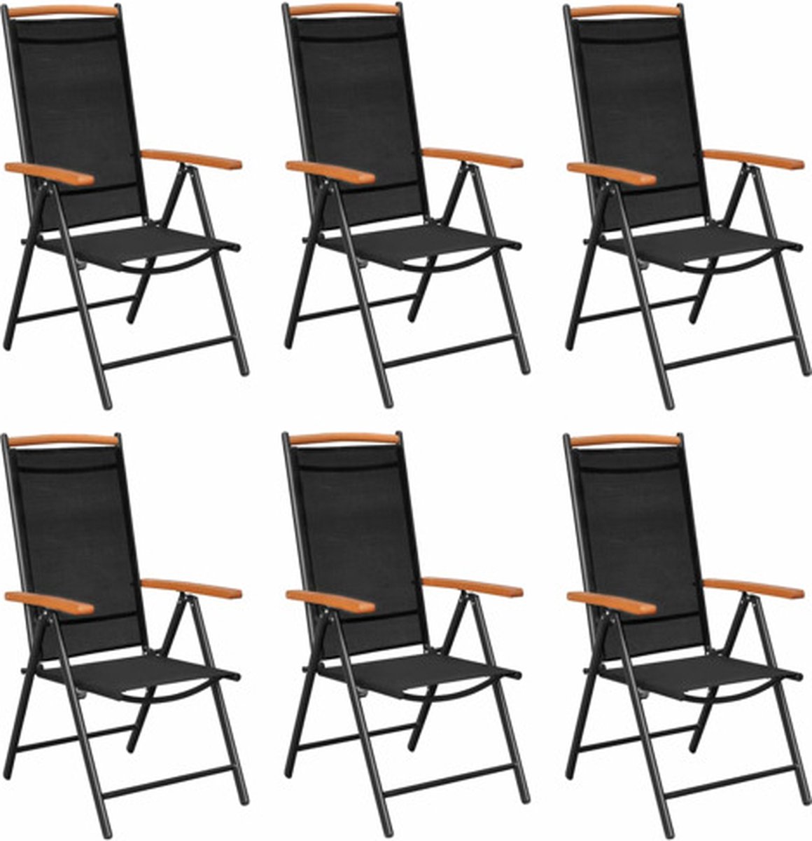 vidaXL - Tuinstoelen - 6 - st - inklapbaar - textileen - zwart