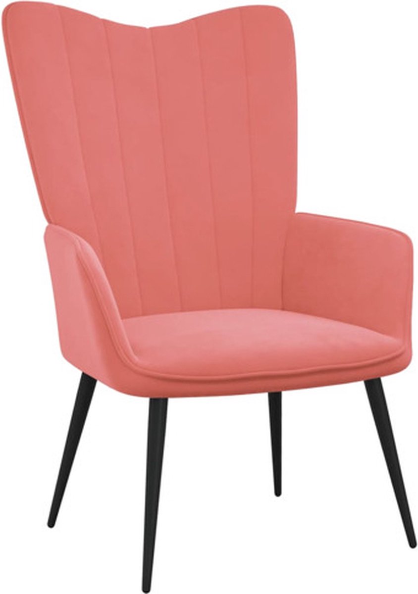 vidaXL Relaxstoel - fluweel - roze