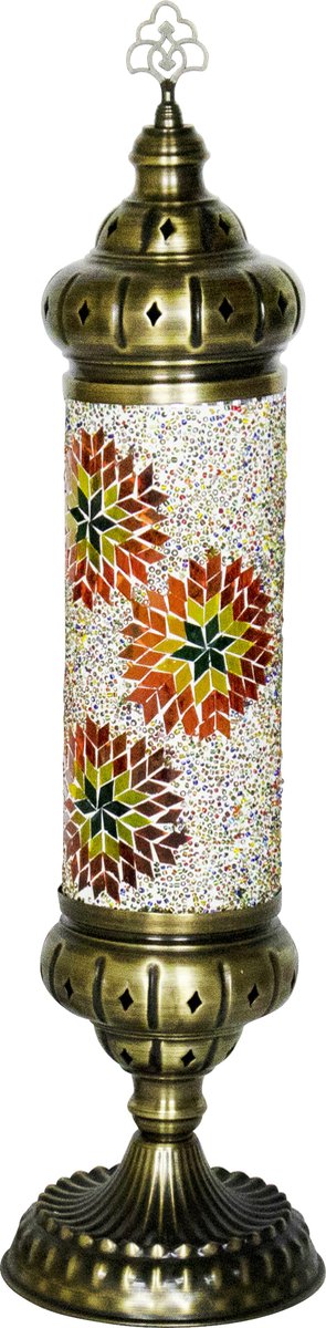 Oosterse mozaiek cilinder tafellamp - Mixcolour - Hoogte 60cm