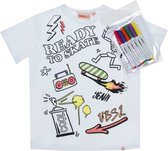 Wit - maillot simple - T-shirt - coloriez votre eigen t-shirt ! - Skate - y compris les marqueurs textiles - taille 98