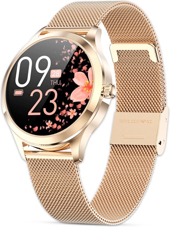 Fance Dames Smartwatch - Rosé Goud - Smartwatch Dames - HD Touchscreen - Horloge - Stappenteller horloge - Bloeddrukmeter - Saturatiemeter - Cadeau