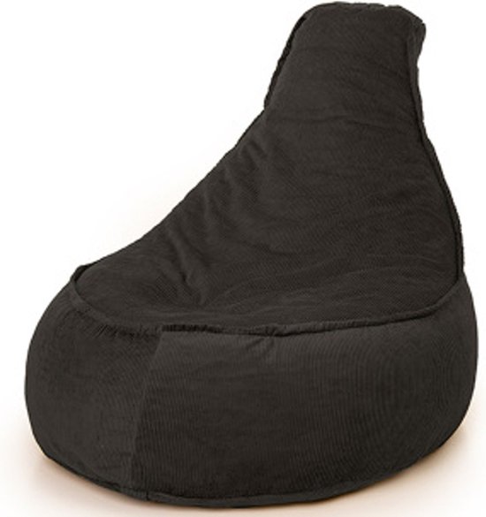 Drop & Sit Chair Beanbag Rib Fabric - Zwart - 320 litres - Pour l'intérieur