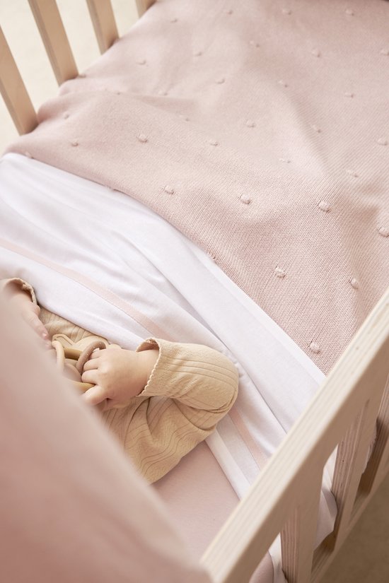 Meyco Baby Mini Knots ledikant deken - soft pink - 100x150cm van Meyco — afbeelding 3