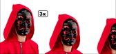3x Masker La Casa dali zwart/rood - Halloween La casa de Papel festival thema feest horror fun