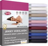 Double Jersey Hoeslaken - Hoeslaken 200x200+30 cm - 100% Katoen  Purple