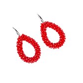 Tibri 512 - Dames oorbellen - Druppel oorbellen - Rode oorbellen - Grote oorbellen - Lange oorbellen - Kralen oorbellen - Rood