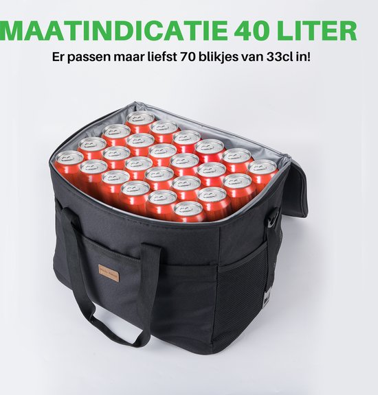 Packaway 4 Laags Geïsoleerde Koeltas - Lunchtas 40 liter - Zwart