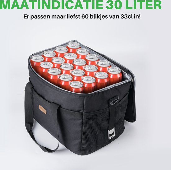 Packaway 4 Laags Geïsoleerde Koeltas - Lunchtas 30 liter - Zwart