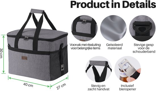 Sac isotherme 4 couches Packaway - Lunch Bag 30 litres - Grijs