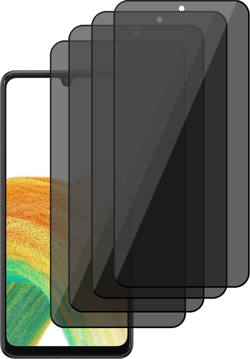 Privacy Screenprotector geschikt voor Samsung Galaxy A33 - Volledig Dekkende Gehard Glas Tempered Glass Screen Protector - 4 Stuks