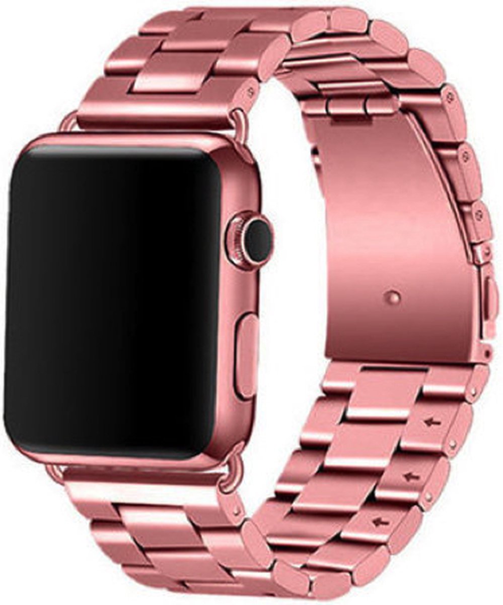 Apple Smart Watch Band - Roestvrij Staal - Roze - 42/44/45 mm