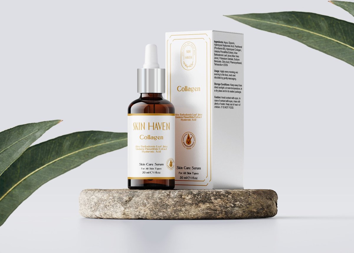 Skin Haven Collageen Serum Huidverzorgingsserum - Collageen Aloë Barbadensis Bladsap - Hydraterende Undaria Pinnatifida Extract Hyaluronzuur- Huidverzorging - 30 ml - collageen Serum