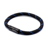 Armband dames touw -  heren armbanden scheepstouw Galeara Riu met magnetische sluiting - Zwart Blauw 20.5cm