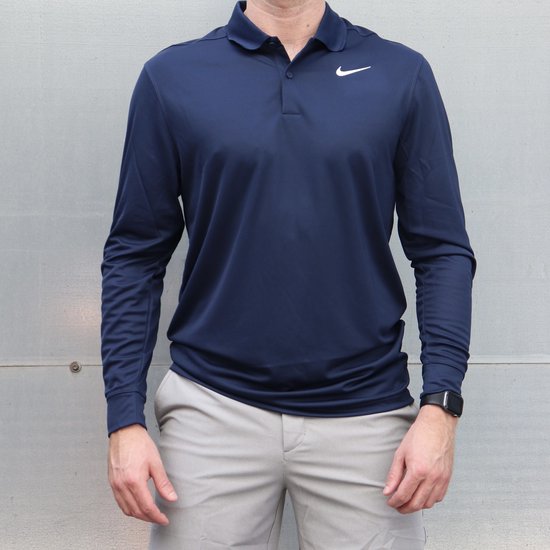 Nike Dry Fit Victory Golfpolo Lange Mouwen Heren Navy