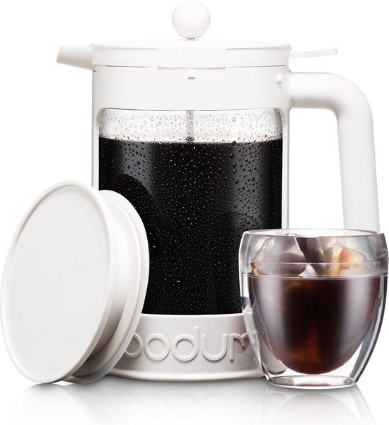 Bodum Bean Cafetière à Café Glacé 1.5L – Pichet Plastique Incassable 2-en-1 French Press & Infusion Détox, Noir