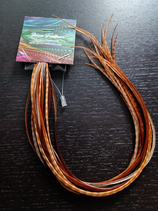 1 set van 20 XXL feather extensions 33cm t/m 45cm Roodbruin bol