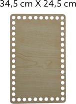 Houten -Tas / Mand bodem-voor mand, tas of dienblad-34x24cm-rechthoek- geperforeerd(gat Φ 0,4 cm) -Naturel